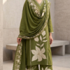 Nature Inspired Minimal V-Neckline Leafy Embroidered Cotton Full Suit Set With Dupatta- 14792 - Thumbnail Image 3