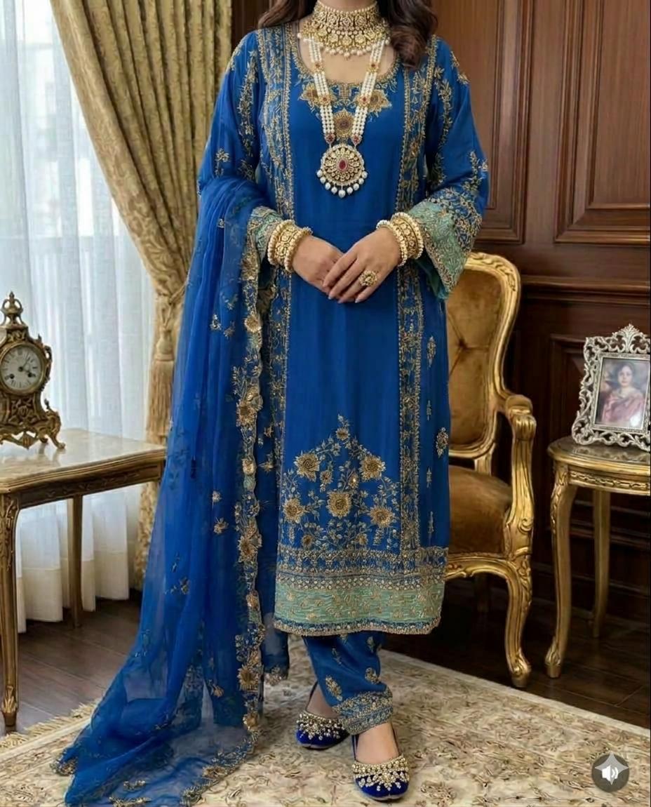 Customise any color fully furnished Handwork heavy embroidered suit - Image 1