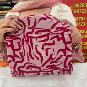 red print suit embordered with lines